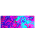 Neon 32x12 mouse pad with swirling bursts of pink, electric blue, and vivid purples for a dynamic, exciting workspace vibe