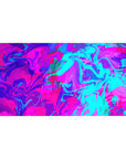 Neon abstract 40x20 desk pad featuring bright pink, electric blue, and vivid purples, creating a burst of color and energy for your workspace