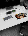 Classic anime mouse pad 14x10 inches featuring Naruto Uzumaki in front, Sasuke Uchiha glaring behind.