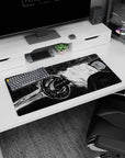Tension-filled design on 32x16 mouse pad brings Shadow Blade's bold aesthetic to life vividly