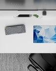 Refreshing 14x10 mouse pad with icy blue tones and faceted geometric shapes for a cool, crystalline workspace design