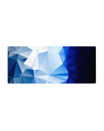 Icy blue 28x12 mouse pad with deep blue gradients and faceted geometric shapes for a refreshing, sleek workspace aesthetic