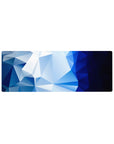 Icy blue 32x12 mouse pad featuring faceted geometric shapes and refreshing deep blue gradients for a crystalline vibe