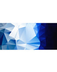 Icy blue 36x16 desk pad with deep blue gradients and faceted geometric shapes, creating a refreshing, crystalline vibe
