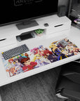 36x16 inches anime desk pad showing determined heroes in a side-by-side lineup, blades up, side characters.