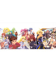 Anime desk pad 36x16 inches with a full party lineup, swords raised, capes flowing, poster-style art.