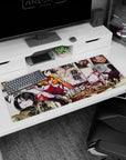 Artistic 36x16 inches mouse pad featuring Mikasa Ackerman, power, and loyalty in manga and full-color action design.