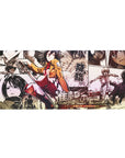 Mouse pad featuring Mikasa Ackerman, 36x16 inches, in manga and full-color action, symbolizing her unbreakable resolve.