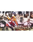 Mouse pad featuring Mikasa Ackerman, 40x20 inches, with manga and full-color action, showcasing power and loyalty.