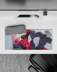28x12 inches mouse pad showcasing Zero Two with her lollipop and red uniform for an effortlessly cool, rebellious vibe.