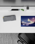 14x10 inches mouse pad featuring snowy mountain landscape for a serene and elegant desk effect.