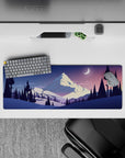 32x12 inches mouse pad with snowy mountain landscape, ideal for a calming and elegant effect in your workspace.