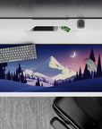 36x16 inches mouse pad with snowy mountain landscape, perfect for a serene, elegant workspace for both work and gaming.