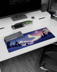 Artistic 32x12 inches mouse pad featuring snowy mountain landscape for a serene, smooth, and elegant workspace design.