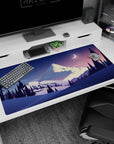 Large 40x20 inches mouse pad featuring snowy mountain landscape, perfect for a calming and smooth workspace experience.