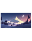 Mouse pad featuring snowy mountain landscape, 32x16 inches, with calming elegance for smooth performance and a peaceful workspace vibe.