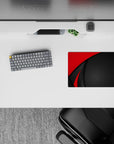 14x10 inches mouse pad featuring Red Precision design, with deep red curves and textured black backdrop with intricate diamond patterns for performance.