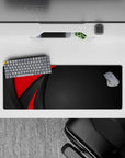 32x12 inches mouse pad with Red Precision design, showcasing smooth red curves and textured black backdrop with intricate diamond patterns.