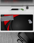 32x16 inches mouse pad with Red Precision design, blending red curves and black textured backdrop with intricate diamond patterns for professional style.