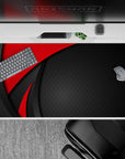 40x20 inches mouse pad with Red Precision design, blending deep red curves and textured black backdrop with diamond patterns for a sleek, professional look.