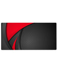 Mouse pad featuring Red Precision design, 32x16 inches, with deep red curves on a textured black backdrop with diamond patterns for a bold aesthetic.