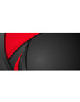 Mouse pad featuring Red Precision design, 36x16 inches, with smooth red curves and a black textured backdrop with intricate diamond patterns for a professional vibe.