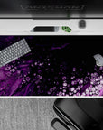 Cosmic 40x20 desk pad featuring violet swirls and intricate bubbles for a dreamy, space-inspired design that adds mystery to your desk