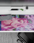 36x16 inches mouse pad with Zero Two, soft pink cherry blossoms, and dreamy light effects for a nostalgic, romantic workspace.