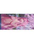 Mouse pad featuring Zero Two, 36x16 inches, with pink cherry blossoms and dreamy light effects for a serene, elegant desk atmosphere.