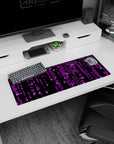 Small but impactful 32x12 mousepad showcases cyberpunk vibes with striking pink and dark contrast artistry
