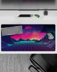 32x16 inches mouse pad with Neon Horizon Dreams, capturing a glowing horizon and surreal cosmic sky for a vaporwave and synthwave aesthetic.