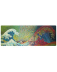 Compact 32x12 inches mouse pad with Pixel Wave Fusion, showcasing a fusion of traditional Japanese art and modern digital elements.