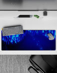 32x12 inches mouse pad with Neon Cascade design, capturing the serene flow of electric blue lines and glowing dots for a futuristic look.