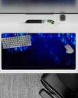 32x16 inches mouse pad with Neon Cascade design, blending electric blue lines and glowing dots for a dynamic, modern workspace vibe.