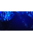Desk pad featuring Neon Cascade design, 40x20 inches, with electric blue lines and glowing dots for a sleek, futuristic centerpiece.