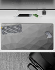 32x16 inches mouse pad with monochrome geometric design, blending gray tones and triangular shapes for a minimalist, sleek workspace vibe.
