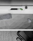 36x16 inches mouse pad with monochrome geometric design, blending gray tones and triangular shapes for a minimalist, clean effect.