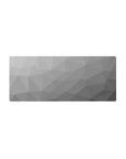 Mouse pad featuring monochrome geometric design, 28x12 inches, with soft gray tones and triangular shapes for a sleek, clean workspace vibe.