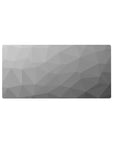 Mouse pad featuring monochrome geometric design, 32x16 inches, with soft gray shades and layered triangular shapes for a modern, clean aesthetic.
