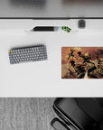 14x10 inches mouse pad featuring Eren, Mikasa, Armin, and the Survey Corps with golden skies for a high-energy, fearless AoT look.