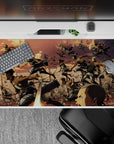 40x20 inches mouse pad showcasing Eren, Mikasa, Armin, and the Survey Corps in battle, with golden skies and high-intensity action for AoT fans.