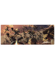 Compact 32x12 inches mouse pad with Eren, Mikasa, and Armin in a battle scene, golden skies creating an epic AoT-inspired look.