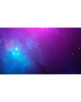 Galaxy vibe desk pad 40x20 inches with cloud-like swirls and tiny star specks for smooth mouse tracking.