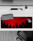 Intense 32x12 mouse pad features Akatsuki's menacing presence with vivid red and detailed artistry