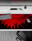 Dramatic 36x16 desk pad highlights Akatsuki's menacing allure with vivid red and intricate details