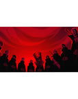Akatsuki assembly desk pad 40x20 featuring dramatic red backdrop for bold rogue ninja aesthetics