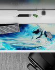 Frozen precision 36x16 desk pad with Tōshirō Hitsugaya wielding Hyōrinmaru, bringing the cold and powerful energy of Bleach to your desk