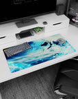 Icy precision 32x16 mouse pad with Tōshirō Hitsugaya wielding Hyōrinmaru, capturing the cold, focused power of a true warrior