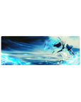 Hyōrinmaru 32x12 mouse pad featuring Tōshirō Hitsugaya in a frozen battle, with icy winds and crisp blues that showcase his strength and precision