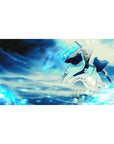 Hyōrinmaru 40x20 desk pad featuring Tōshirō Hitsugaya in a frozen battle, with crisp blues and icy winds capturing his strength and cold precision